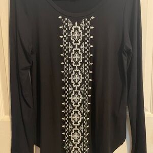 Karen Kane Black Long Sleeve Graphic Blouse
